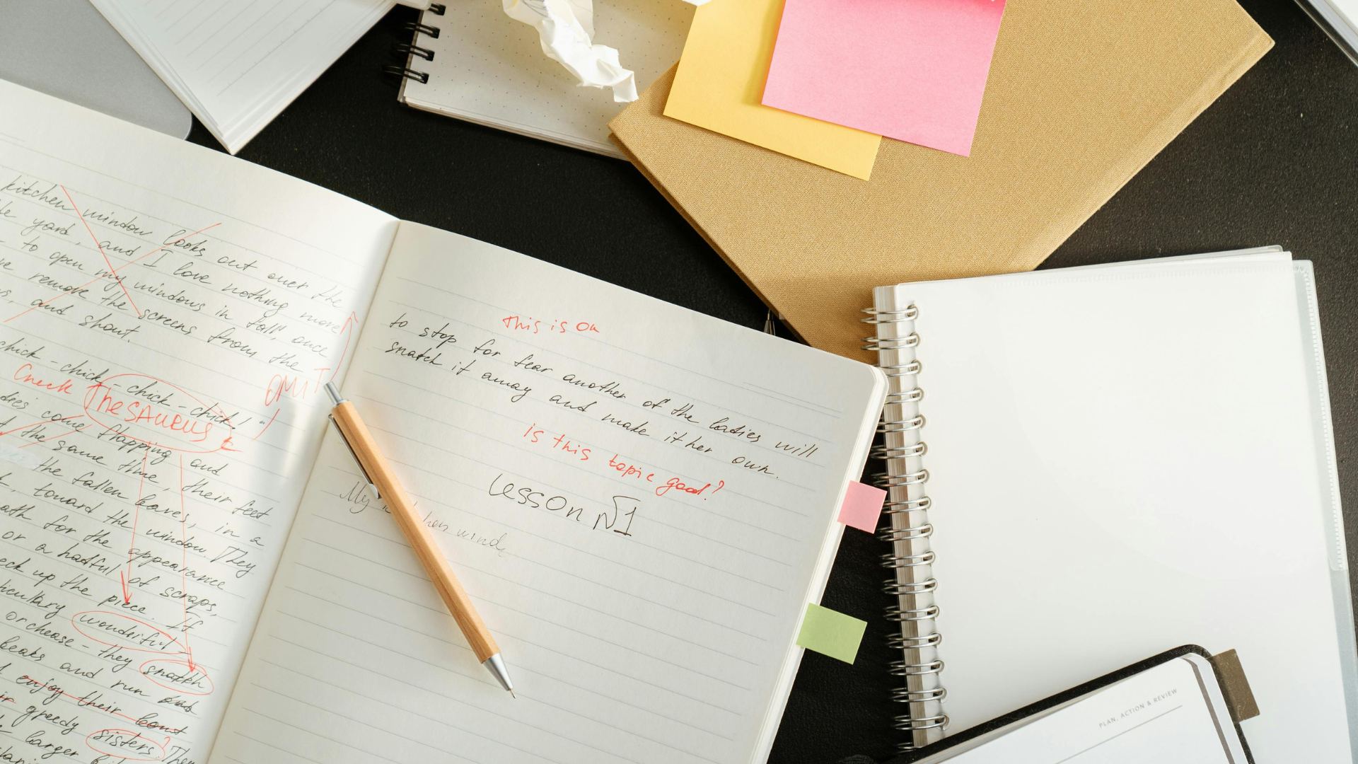 quaderno degli appunti per le lezioni di inglese